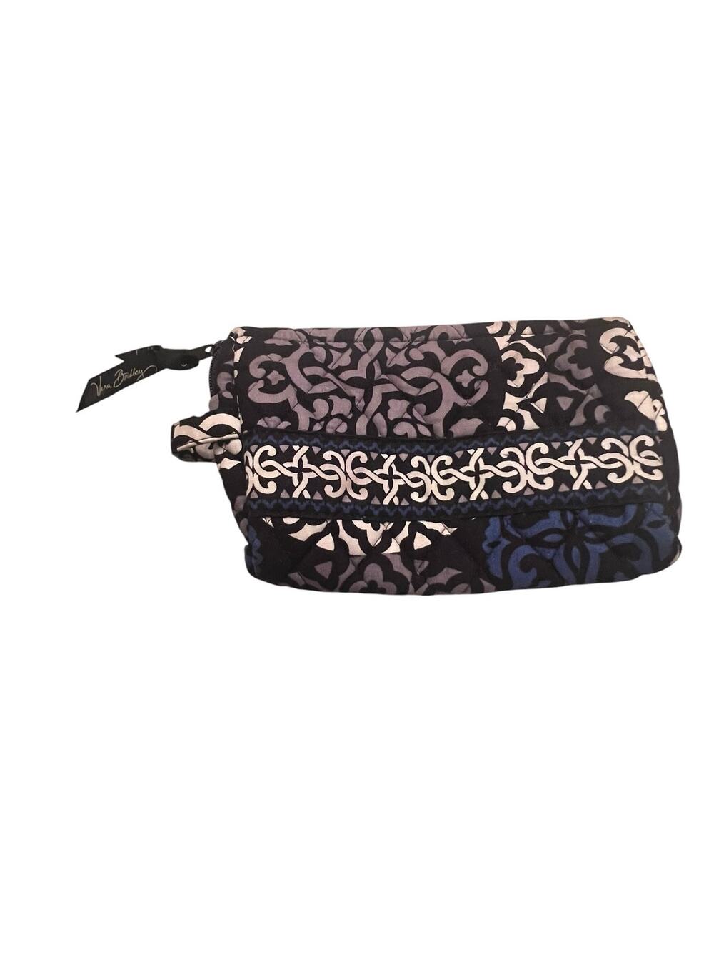 Vera Bradley Canterbury Cobalt Quilted Zip Wristlet Pouch Travel Cosmetic Bag